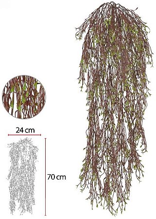 Folhagem Artificial Rosario Pendurar Verde Marrom 78cm