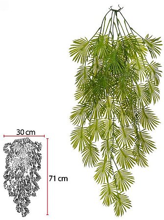 Folhagem Artificial Palmeira Pendurar Mini  Verde 80cm