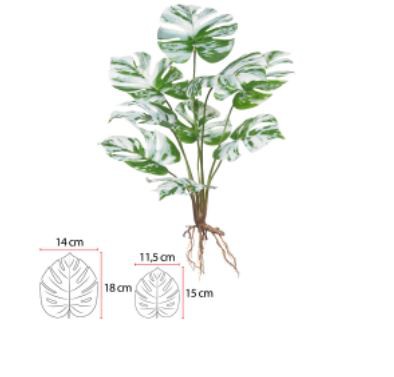 Planta Árvore Artificial Costela De Adão Real Toque Verde Branco 52cm