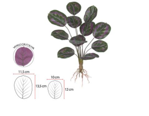 Planta Árvore Artificial Calathea Real Toque Verde Purpura 56cm