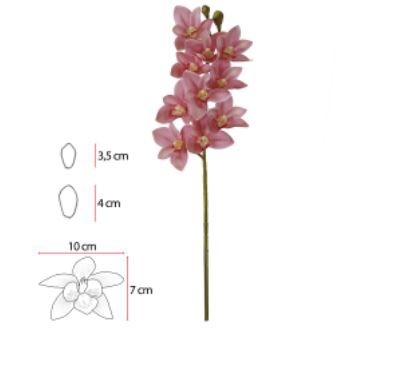 Haste Flor Artificial Orquidea Cymbidium Real Toque X10 Rosa 75cm