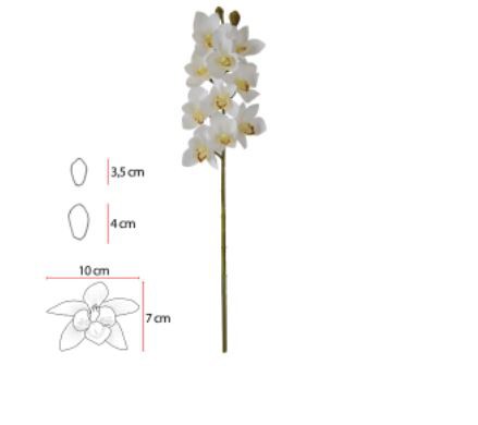 Haste Flor Artificial Orquidea Cymbidium Real Toque X10 Branco 75cm