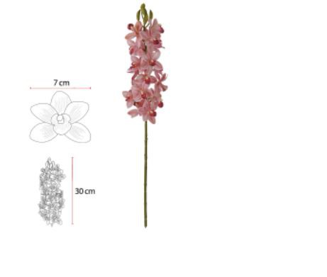 Haste Flor Artificial Orquidea Dendrobium Real Toque X20 Rosa Claro 82cm