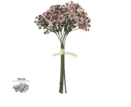 Buquê Flor Mini Artificial Ramalhete C/Fita X7 Cha 29cm