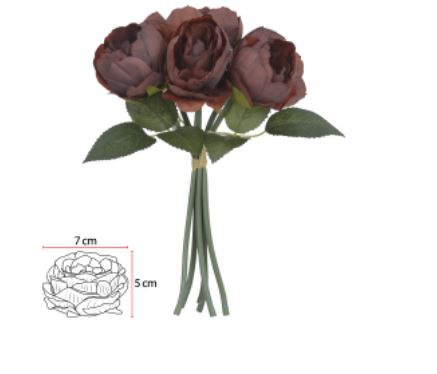 Buquê Rosa Cabbageramalhete C/ Fita Microp. X6 Chocolate Outono 26cm