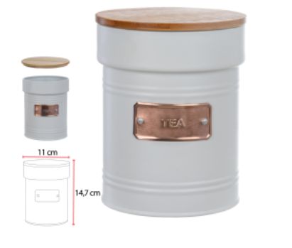 Pote Hermetico Aço Galvan 1050ML Tea C/Tampa Bambu Branco 14,7x11,2cm