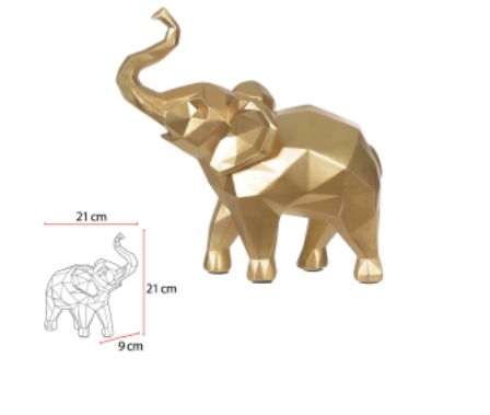 Escultura Decor Poliresina Elefante Dourado 21x21cm