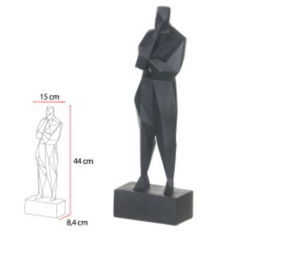 Escultura Decor Poliresina Homen Preto 15x44cm