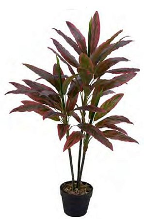 Planta Árvore Artificial Dracena Real Toque C/Pote X49 Vermelho 1,1m