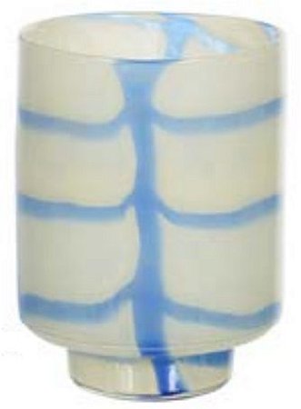 Vaso Decorativo Vidro Azul Branco 25cm