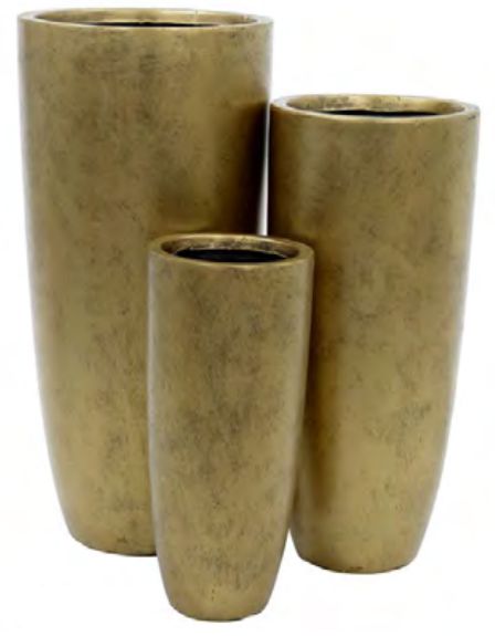 Vaso Fibrocimento C/3 Uni Dourado 71cm