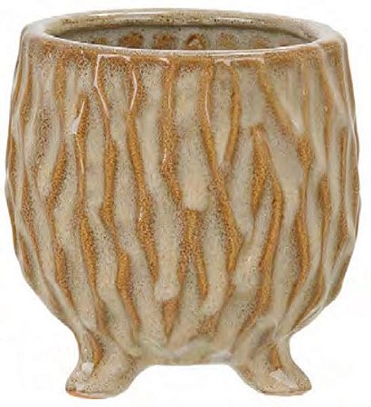 Vaso Cerâmica C/Pé Marrom 13,5cm