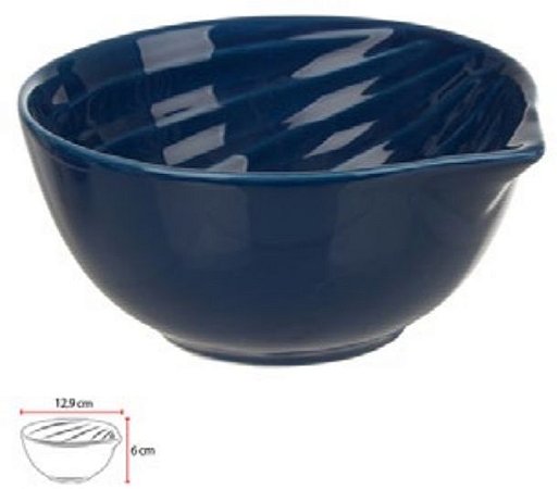 Centro De Mesa Ceramica 12,9x6cm Concha Redondo Azul