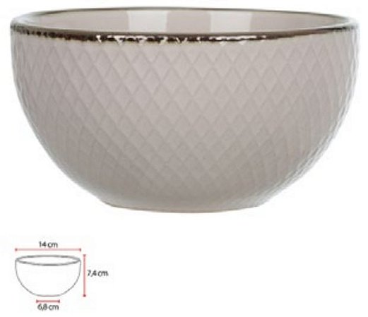 Bowl Ceramica Royal C/Borda Dourada Bege 14x6,8x7,4cm