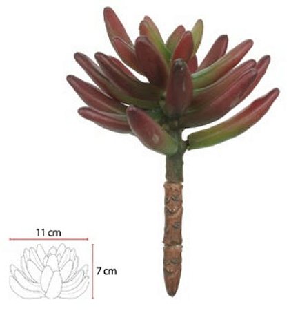 Planta Artificial Suculenta Vermelho 16cm