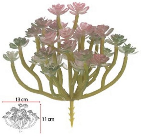 Planta Artificial Suculenta Echeveria Verde Rosa 12cm