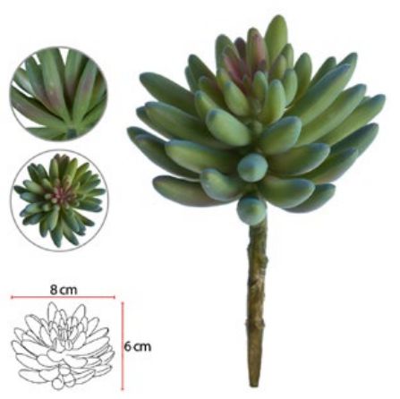 Planta Artificial Suculenta Verde Purpura 17cm
