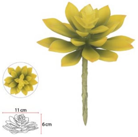 Planta Artificial Suculenta Amarelo 13cm