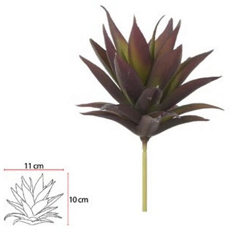 Planta Artificial Suculenta Agave Vermelho Purpura 15cm