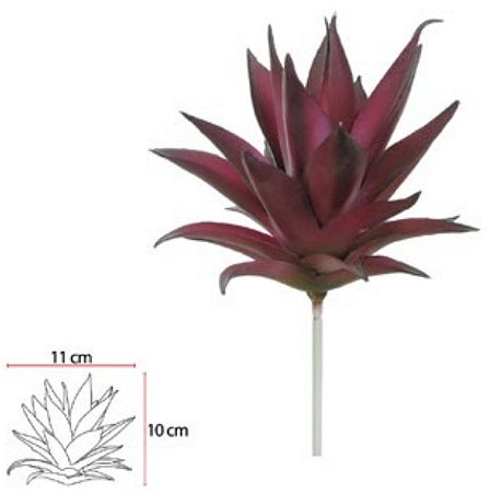 Planta Artificial Suculenta Agave Vermelho 15cm