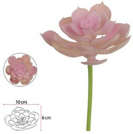 Planta Artificial Suculenta Rosa 16cm