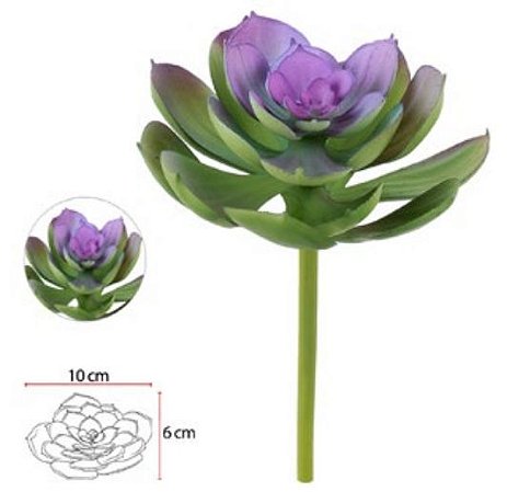 Planta Artificial Suculenta Verde Purpura 16cm
