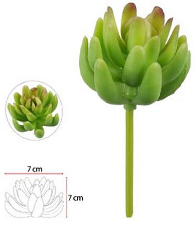 Planta Artificial Suculenta Verde Vermelho 15cm