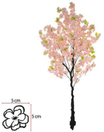 Planta Árvore Artificial Cerejeira X288 Rosa Claro 1,6m