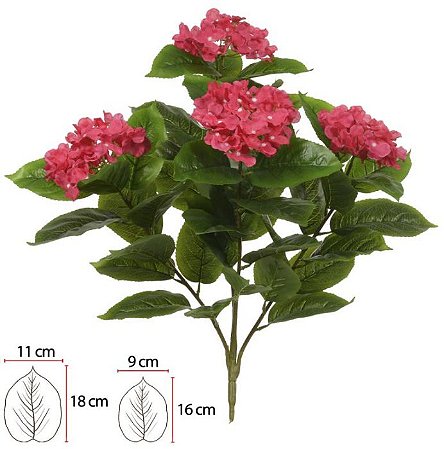 Planta  Artificial Hortensia X44 Rosa Pink 70cm