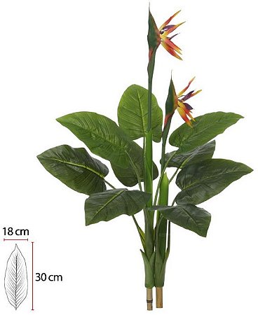 Planta Árvore Artificial Estrelícia C/Flor Real Toque X15 Laranja 1,1m