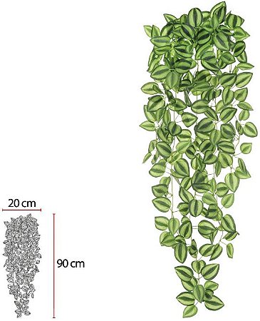 Planta Artificial Folhagem Lambari Pendurar Real Toque X228 Verde Creme 1m