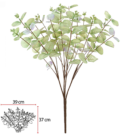 Planta Artificial Folhagem Eucalipto X64 Verde Outono 50cm