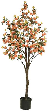 Planta Arvore Artificial Azaleia Pu C/Pote X544 Laranja 1,4m