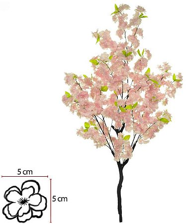 Planta Arvore Artificial Cerejeira X192 Rosa Claro 1,2cm