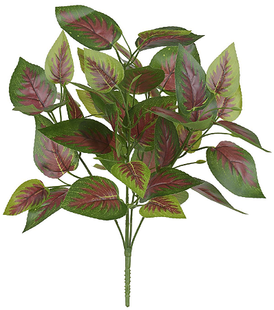Planta Artificial Folhagem Philo Forracao Real Toque X45 Verde Vinho 47cm