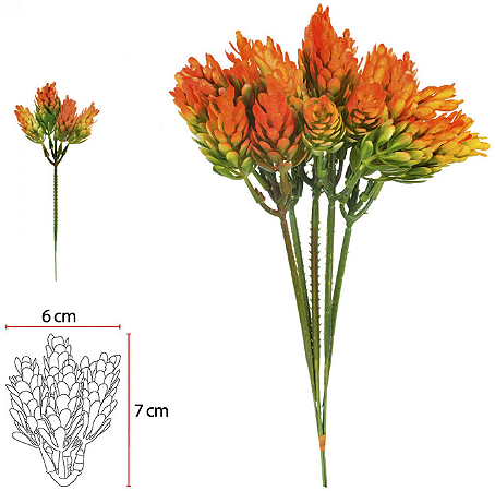 Planta Artificial Folhagem Pick C/Print Plastico X5 Verde Outono 22cm Com 6 Hastes