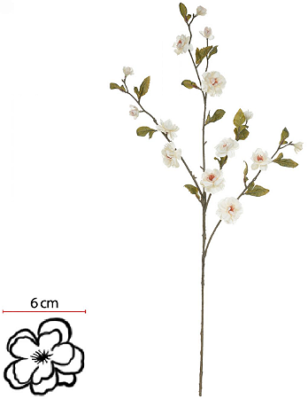 Planta Artificial Buque Flor Cerejeira X14 Creme Outono 90cm