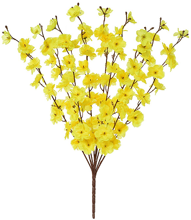 Planta Artificial Buque Flor Cerejeira X90 Amarelo 60cm