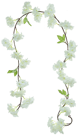 Planta Artificial Guirlanda Flor Cerejeira X115 Branco 1,80cm
