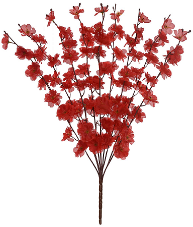 Planta Artificial Buque Flor Cerejeira X90 Vermelho 60cm