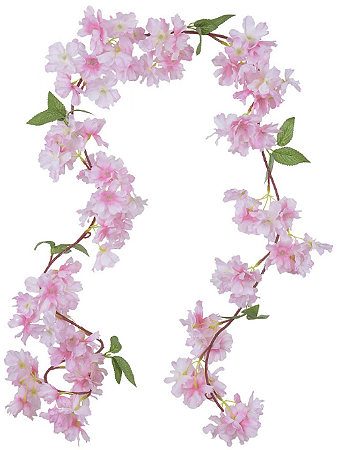 Planta Artificial Guirlanda Flor Cerejeira X105 Rosa Claro 1,73cm