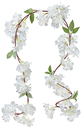 Planta Artificial Guirlanda Flor Cerejeira X105 Creme 1,73cm