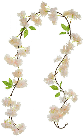 Planta Artificial Guirlanda Flor Cerejeira X115 Pessego 1,80cm