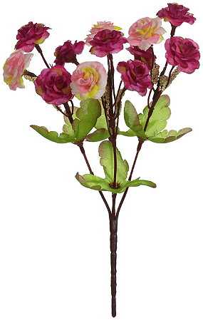 Planta Artificial Buque Rosa X12 Rosa 2T Outono 28cm
