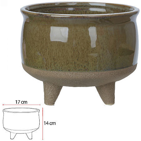 Vaso Ceramica C/Pe Verde 14cm