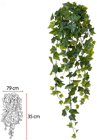Planta Artificial Folhagem Pendurar Hera Real Toque X191 Verde Frosted 83cm