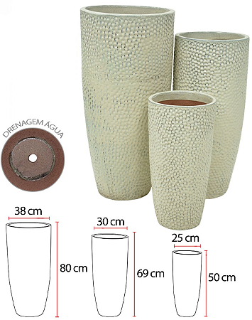 Vaso Ceramica C/3Unidade Bege 79cm