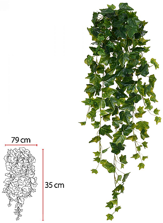 Planta Artificial Folhagem Pendurar Hera Real Toque X191 Verde 83cm