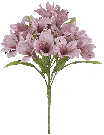 Planta Artificial Buque Astromelia Cetim X15 Rosa Antigo 34cm