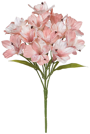 Planta Artificial Buque Astromelia Cetim X15 Creme Pessego 2T 34cm